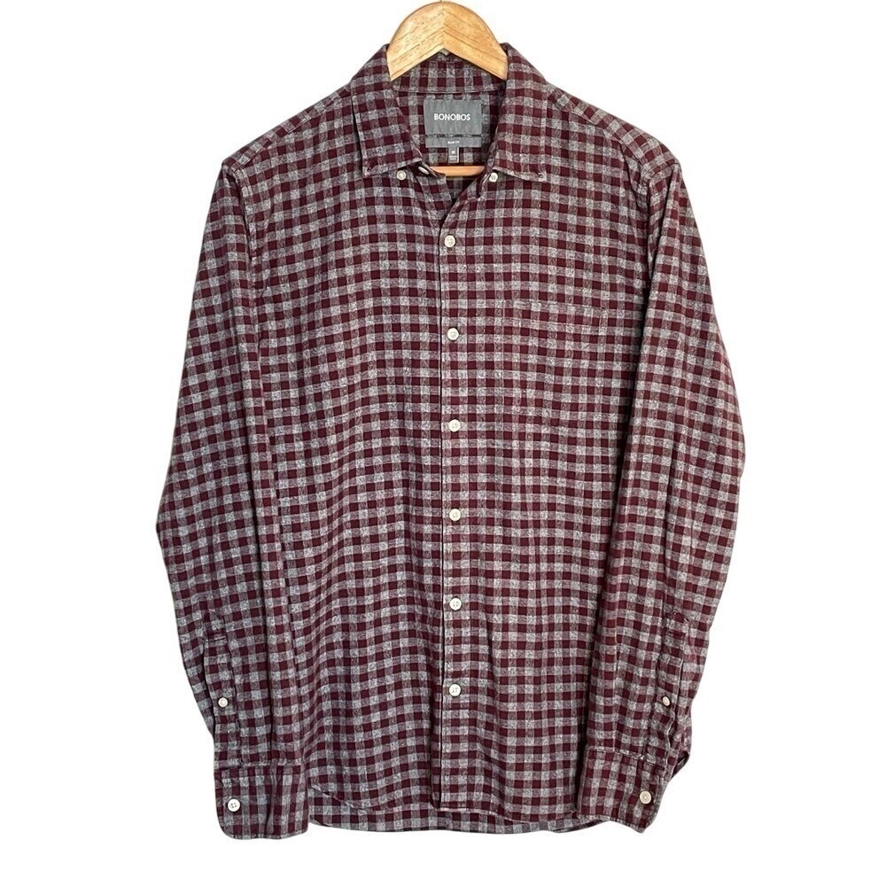 Bonobos Men's Medium Slim Fit Everyday Lightweight Flannel Shirt Long‎ Sleeve - Picture 2 of 4